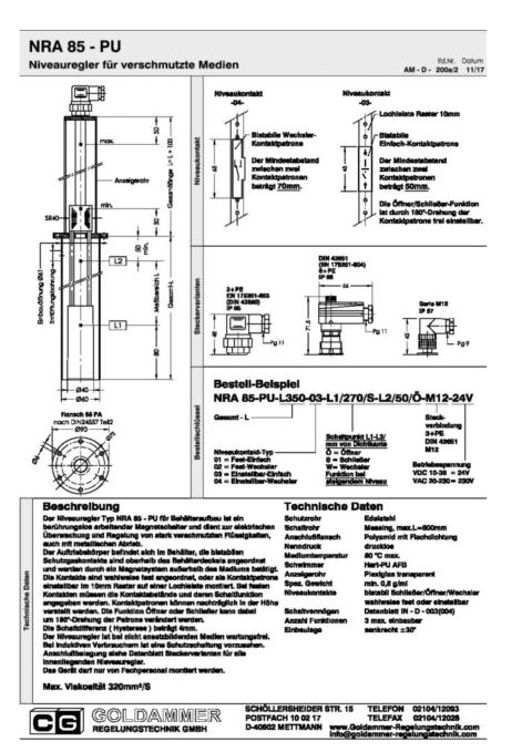 Level regulator for surface mounting - AM - Goldammer Regelungstechnik