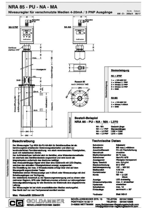 Level regulator for surface mounting - AM - Goldammer Regelungstechnik